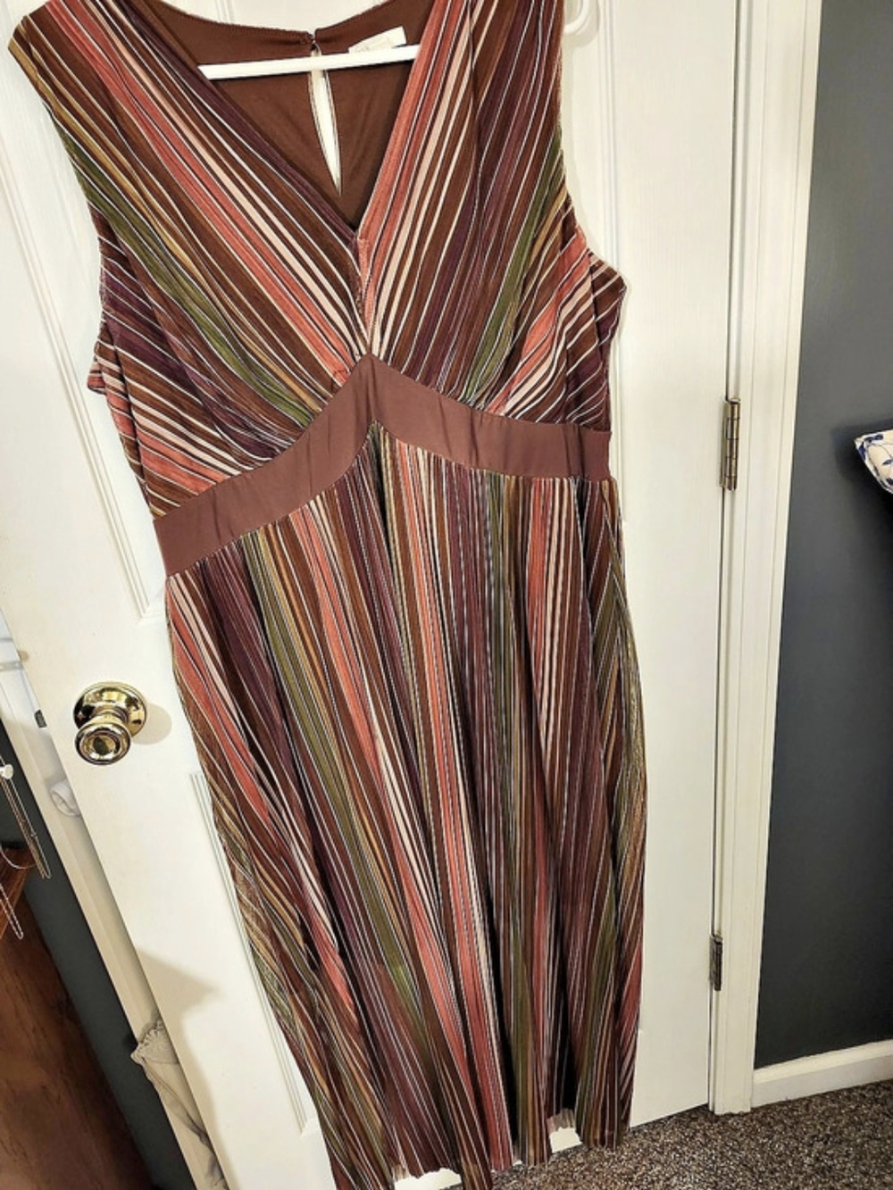 ModCloth Striped Midi Dress in Brown & Rust&Green&Purple
